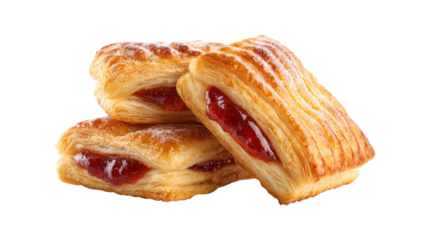 Three pastries with jam in the middle