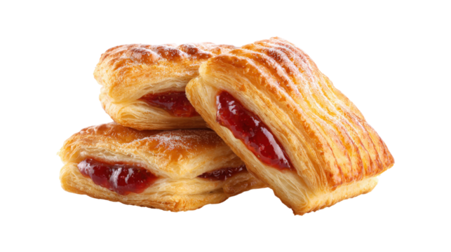 Three pastries with jam in the middle
