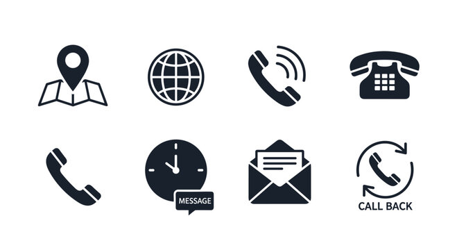 Contact us icons delivering seamless global communication and reliable support including location phone email and message response reminders, Generative AI.