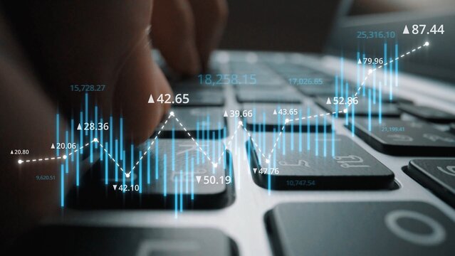 Stock market analysis with candlestick chart and price movement trend line, highlighting global financial trends, stock trading, and investment strategy insights Marrow