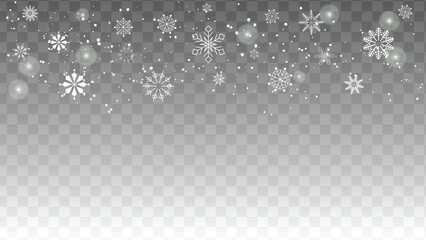 icy snow on transparent background. icy falling snowflakes on transparent background vector stock
