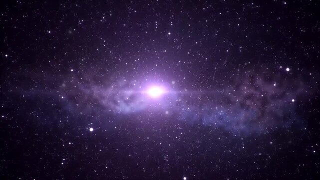 Deep space galaxy nebula background with bright light star field and cosmic dust traveling animation