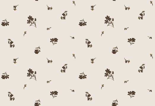 A seamless ditsy floral pattern featuring small scattered flowers and delicate botanical elements. Perfect for textiles, fabrics, wallpapers, stationery and surface pattern design.