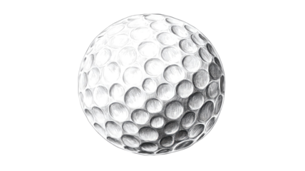 Golf ball with dimples showing smooth white surface and precise textured design, ideal for sports, gameplay, and recreation isolated on white background