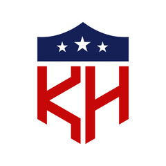 Patriotic KH Logo Design. Letter KH Patriotic American Logo Design for Political Campaign and any USA Event.