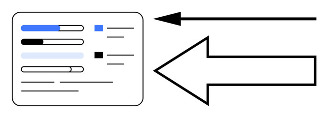 Workflow management. Workflow with a progress interface and directional arrow. Workflow streamlining processes, tracking progress, and organized data analysis. For project tracking, business