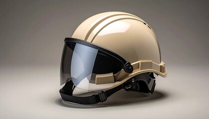 Fototapeta premium Modern beige safety helmet with tinted visor.
