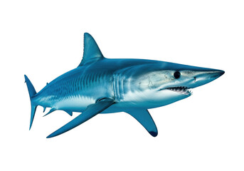 Realistic blue shark image, ocean predator, marine life, aquatic animal, sea creature, underwater wildlife stock photo, isolated on transparent background