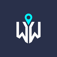 WW Location Logo Design for Recruitment and Navigation - Letter WW Logo Vector Icon