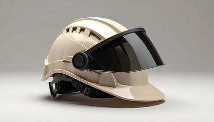 Fototapeta premium Modern beige safety helmet with tinted visor.