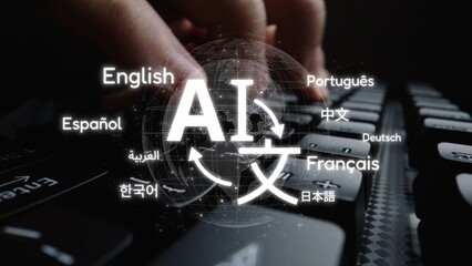 Global communication with multiple languages, digital translation tools, multilingual technology,...