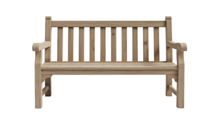 Classic wooden park bench isolated outdoor furniture Vector, illustration