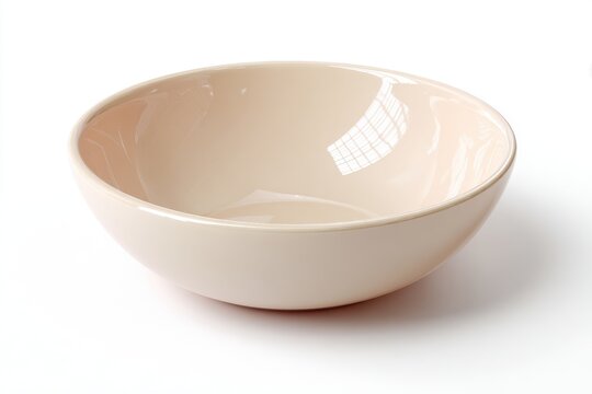 Minimalist Ceramic Bowl: A simple yet elegant beige ceramic bowl, perfect for showcasing culinary creations, offering a clean, uncluttered aesthetic for any table setting.
