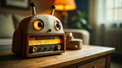 Desktop retro radio robot design