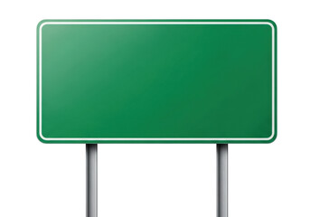Green road sign vector illustration, blank traffic signage template, highway signboard mockup, green billboard, isolated vector design element isolated on transparent background