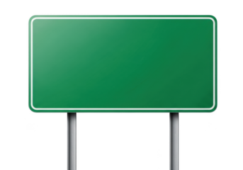 Green road sign vector illustration, blank traffic signage template, highway signboard mockup, green billboard, isolated vector design element isolated on transparent background