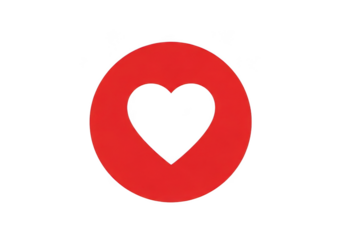 Red heart in circle vector graphic, love symbol, valentine's day icon, red heart shape, vector illustration, isolated on transparent background