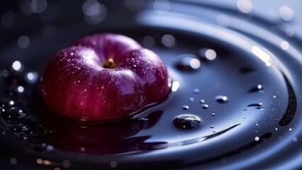 A static food scene of purple plum soaked in water