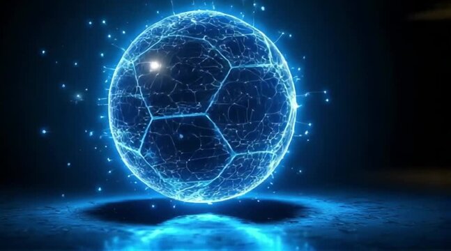 Futuristic Soccer Ball Video Glowing Energy Sphere Concept for Digital Game - Powered by Adobe
