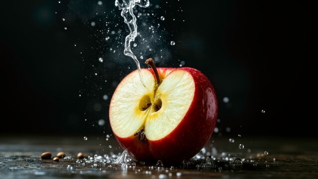 Soft toned food scene with apple split petals