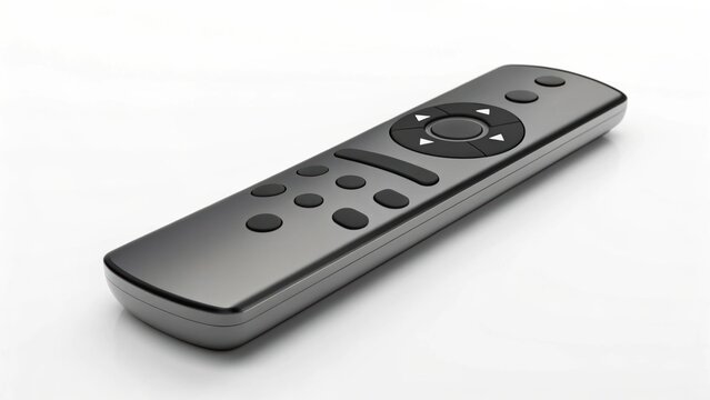 3D Minimal Business Icons Sleek black remote control with various buttons for easy navigation.