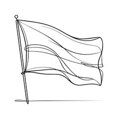 One continuous line illustration of an flags, isolated on white background.	
