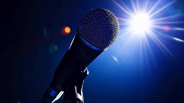 Microphone under spotlight on stage