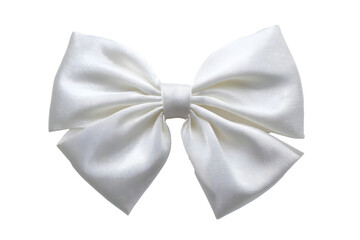Naklejka premium Fashionable hair bow white color pattern design in beautiful color made out of satin fabric Isolated on cut out PNG or transparent background. Great hair accessory for girls and women.