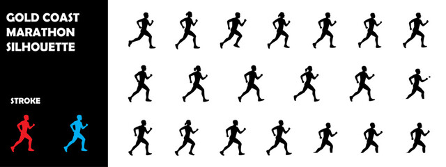 Naklejka premium Gold Coast Marathon Silhouette Vector – Running Athletes, Race Competition, Australia Sports Event