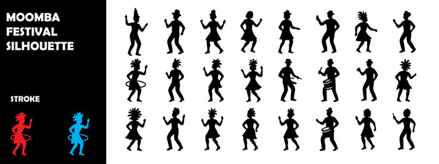 Moomba Festival Australia Silhouette Icon – Parade, Dance & Family Celebration Vector