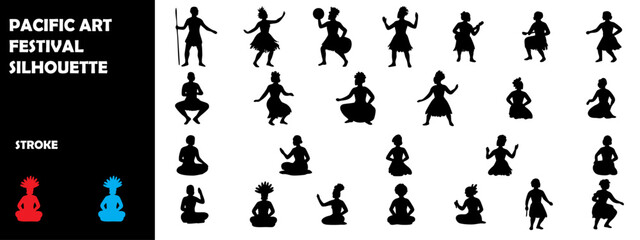 Pacific Arts Festival Silhouette Icon – Cultural Heritage & Island Performance Vector