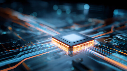 Futuristic AI Microchip Technology – AI Generative