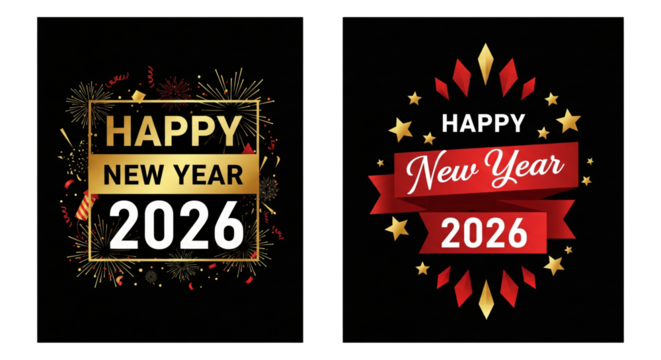 Elegant happy new year 2026 greetings with festive embellishments
