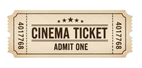 Vintage cinema ticket admit one transparent background cutout png
