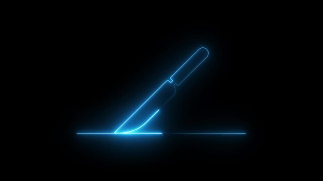 Neon surgery icon animation on black background, glowing medical symbol, hospital operation icon, healthcare neon UI, realistic surgical icon, medical procedure animation