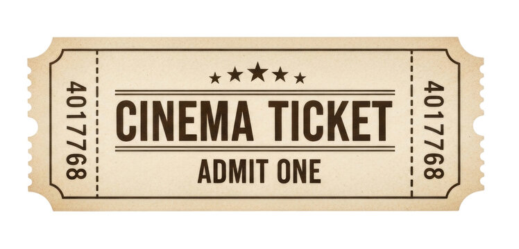 Vintage cinema ticket admit one transparent background cutout png