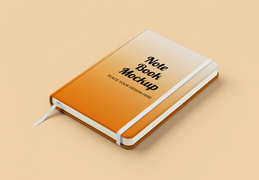 Notebook Mockup with Orange Gradient Cover