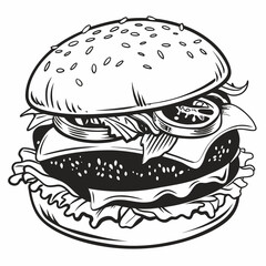 Hamburger fast food illustration