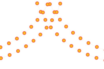 Abstract orange spheres network connection on white background