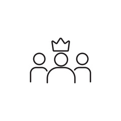 Obraz premium Minimal line icon showing a person with a crown, symbolizing leadership, authority, recognition, and achievement. Ideal for business success, leadership roles, awards, motivation, and team management 