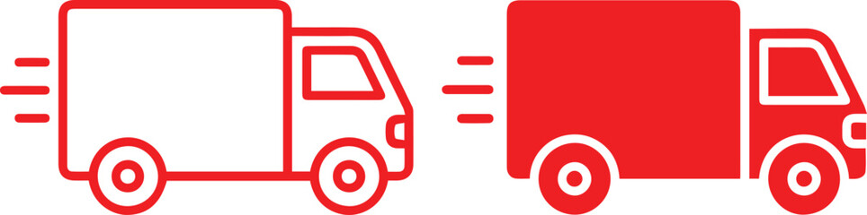 truck, delivery, logistics, transportation, package, freight, cargo, vehicle, commercial, blue, minimalist, icon, simple Fast delivery truck icon for express shipping service.
