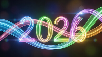 Vibrant neon 2026 dna helix design with rainbow colors