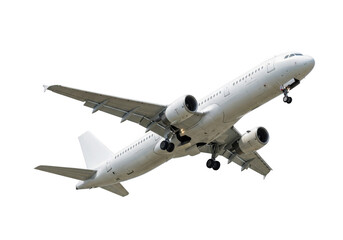 Naklejka premium Commercial airplane taking off, isolated on transparent background