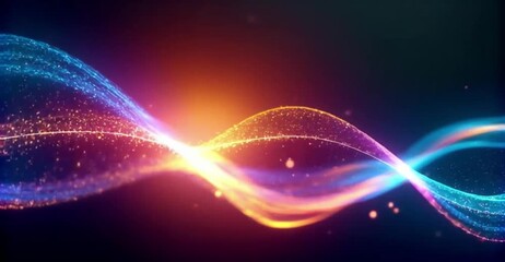Abstract video background with glowing colorful waves and dynamic energy - Powered by Adobe