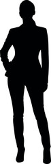 Confident business woman silhouette standing with hand on hip.