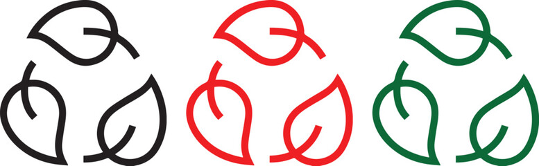 leaf and arrow icons for biodegradable recyclable organic bio labels package set recycle leaves label logo, leaf recycle, using recycled resources