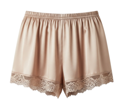 Lace trim pajama shorts pink satin women s sleepwear comfortable loungewear transparent background cutout png