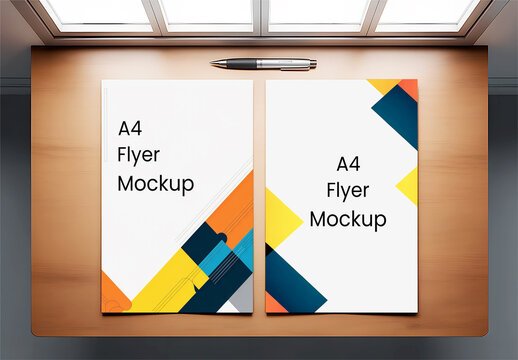 Two A4 Flyer Mockups with Geometric Design