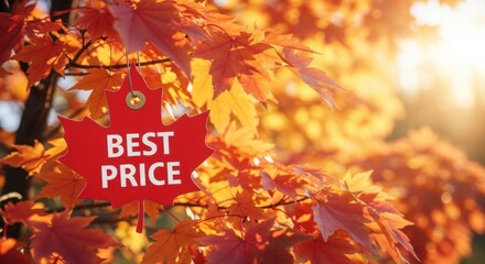 Vibrant Autumn Leaves Highlight Best Price Promotion Tag