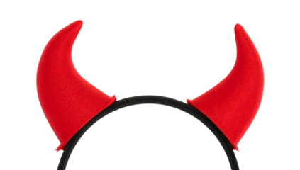 Red devil horns headband for costume parties, halloween, cosplay, or themed celebrations isolated on the transparent background